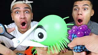 EXPERIMENT - SCHLEIM GLIBERBÄLLE AUFSCHNEIDEN !!! | Kelvin und Marvin