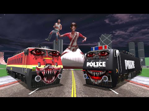 Haunted Train VS Police Train | INDIAN BIKE DRIVING 3D
