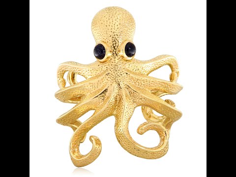 Bratara Masiva Aur Galben 14k Octopus Piatra Soarelui Lab - Design Impresionant