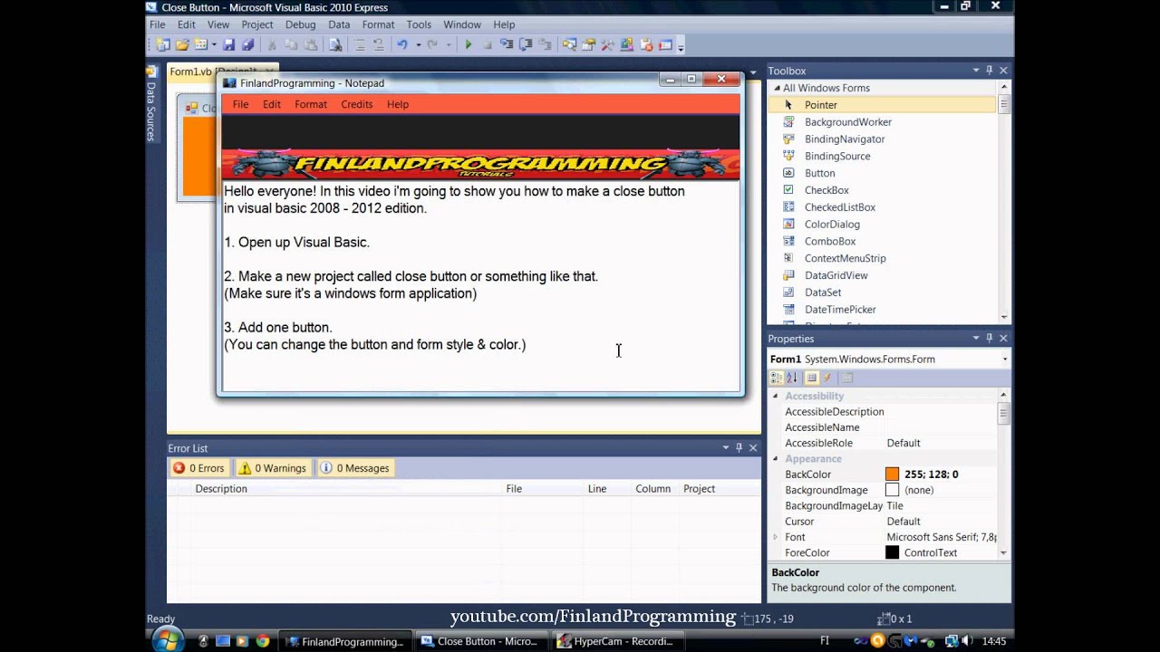 Visual Basic Tutorial - Close Button