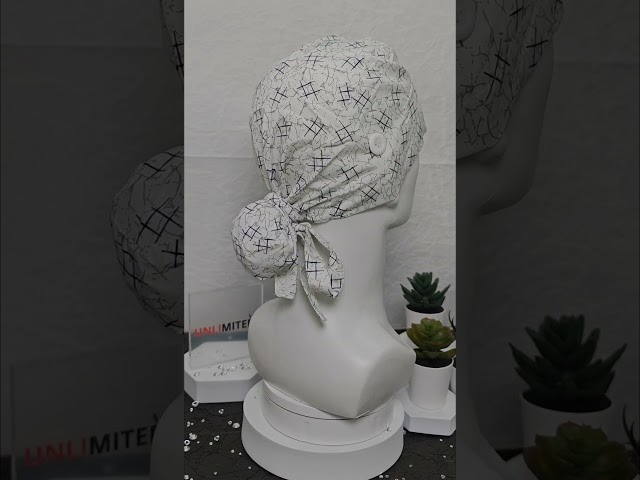 بندانة طبية Ponytail بنقشة رمادية أنيقة – Scrub Po...