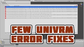 Tutorial - Some UniVRM errors fixes