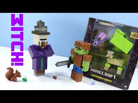 Minecraft Survival Mode Toys Witch Green Sheep and Zombie in Armor Review Mattel