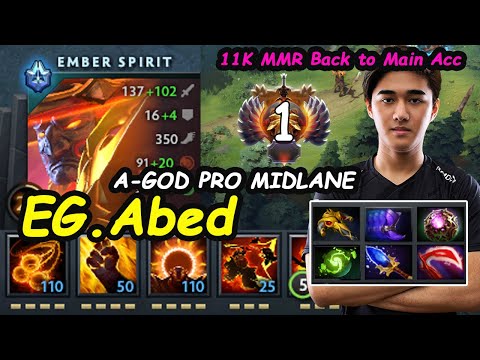 Among US Abed [Ember Spirit]  A-GOD 11KMMR SKILL PLAY MIDLANE  back to Main Acc Dota 2 Pro Gameplay