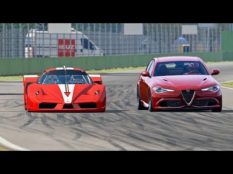 Alfa Romeo Giulia Quadrifoglio vs Ferrari FXX - Imola