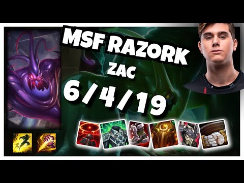 Zac vs Skarner MSF Razork JUNGLE (6/4/19) Gameplay Replay - Patch 10.23