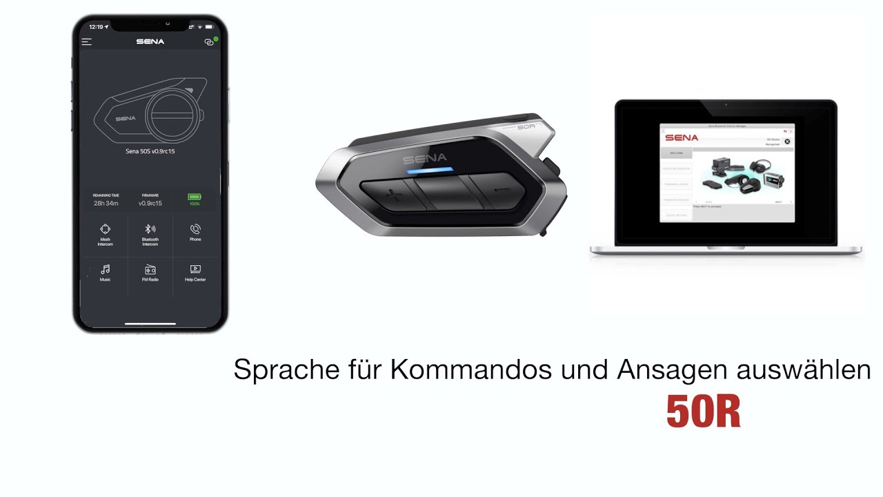 Sena 50R Sprachbefehle und Kommandos- Sprache ändern
