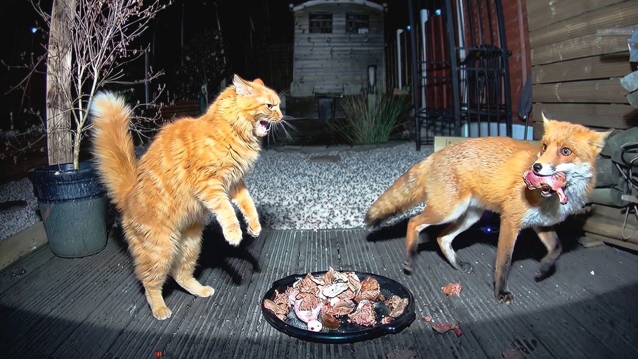 Wütende Katzen vs. wilde Tiere – auf Kamera festgehalten