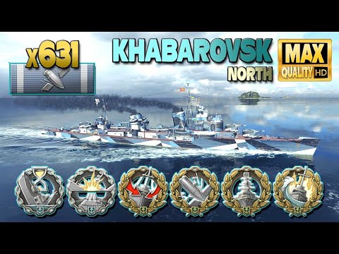 Destroyer Khabarovsk: DAKKA on map North - World of Warships