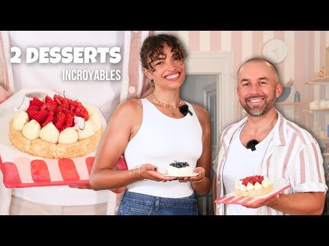 Coconut‑raspberry cake and Blueberry Pavlova