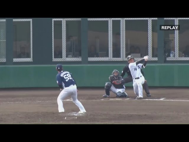【ファーム】長打をアピール!! マリーンズ・茶谷 2ベースでチャンスメイク!! 2019/3/16 M-L(ファーム)
