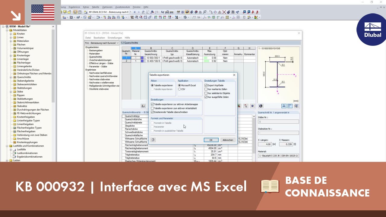 KB 000932 | Interface avec MS Excel