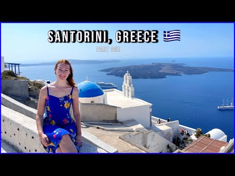 SANTORINI, Greece Vlog!! 🇬🇷 Travel Day & First Full Day in Thira. Blue Domes, Sunsets and Greek Food