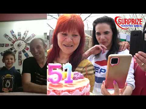 Surpriza plina de emotii pentru doamna Viorica, din partea fetelor. Comuna Vadastra, Jud. Olt