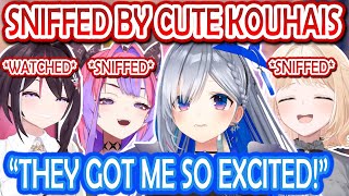 Kanata Gets Flustered as Vivi & Iroha Sniff Her While AZKi Observes Silently