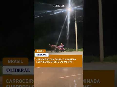 Carroceiro com carroça iluminada surpreende em Sete Lagoas (MG)