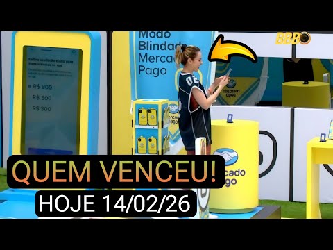 BBB 26: QUEM VENCEU A PROVA DO ANJO MERCADO PAGO AGORA 14/02/26 VEJA QUEM ESTÁ NO CASTIGO DO MONSTRO