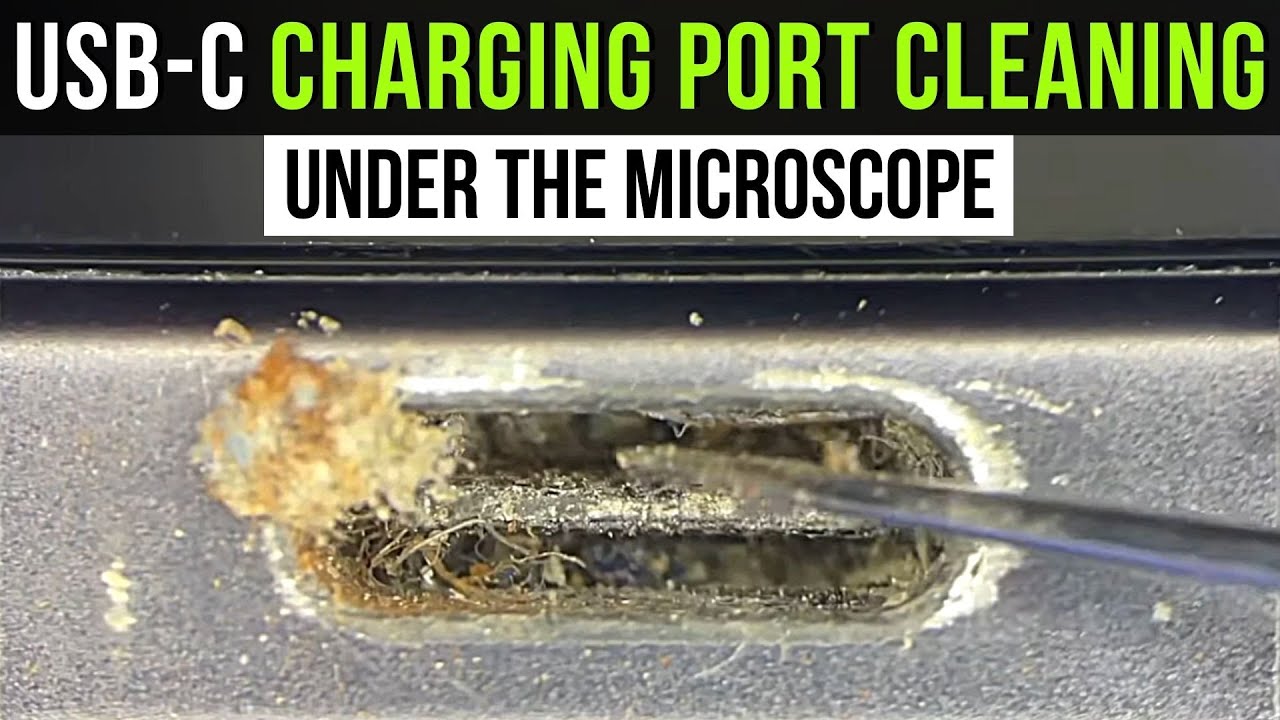 Cleaning USB-C charging port under the microscope