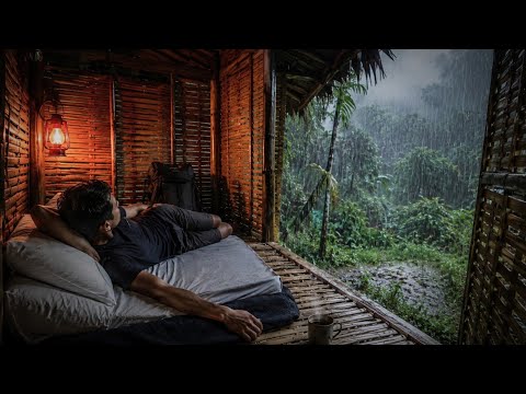 SOLO CAMPING IN HEAVY RAIN UNDER A HAUNTED CLIFF, GRAND SHELTER, 3 DAYS SURVIVING & HUNTING!