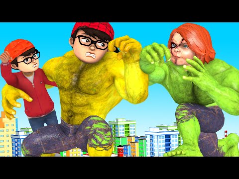 Fat Nick Transform Gold NickHulk vs Giant Zombie Chucky rescue Papa - Scary Teacher 3D Happy ending