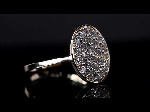 Round Cut Lab Grown Diamond Cluster Engagement Ring, Oval Twilight Ring, Tapered Shank Ring