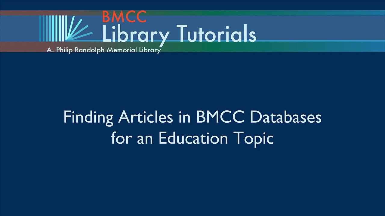 Finding Education Articles in BMCC Library Databases