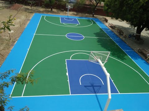 Synthetic outdoor basketball court flooring, 2 to 3 mm