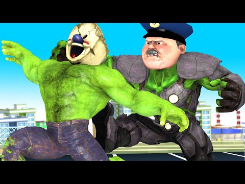 Good Police Brave Transform PoliceHulk help Nick vs Zombie Ice Scream - Scary Teacher 3D Animation