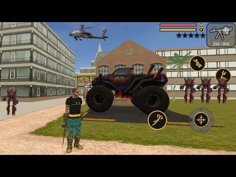 Vegas Crime Simulator (Rope Hero With Monster Truck) Transformer on Army Base - Android Gameplay HD