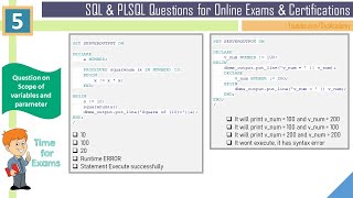 Oracle online certification exam questions and answers | Question 5 | oracle Scope of variable