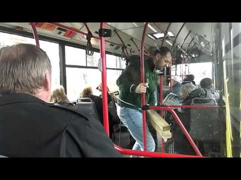 Exiting the bus with 3 meters long battens