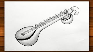 Veena Pencil Drawing  How to Draw Veena Step by St