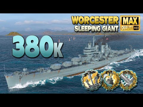 Cruiser Worcester: Huge 380k on map Sleeping Giant - World of Warships