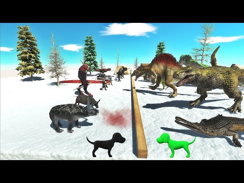 Black Color Team Units Vs Green Color Team Units on SNOW PLACE | Animal Revolt Battle Simulator ARBS