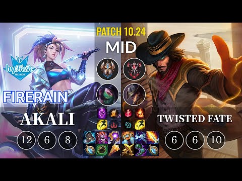 hyF FireRain Akali vs Twisted Fate Mid - KR Patch 10.24