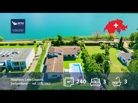 Elegante Villa mit Pool in Lugano-Magliaso in der Schweiz, direkt am Luganersee zu verkaufen