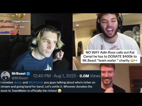 xQc Reacts to Kai Cenat Receiving More Backlash for Not Donating to MrBeast's Charity