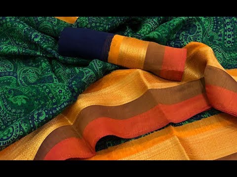 New arrival linen,jute,raw silk with zari weaving borders sa...