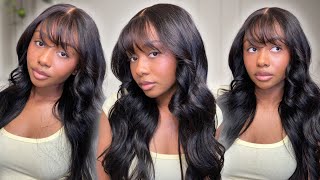 CUTE & EFFORTLESS CURTAIN BANG GLUELESS WIG INSTALL 😍 | Ft. Unice Hair
