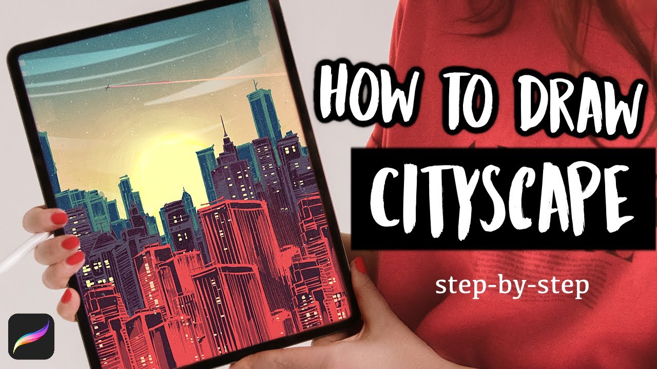 City Skyline Drawing - EASY PROCREATE Tutorial