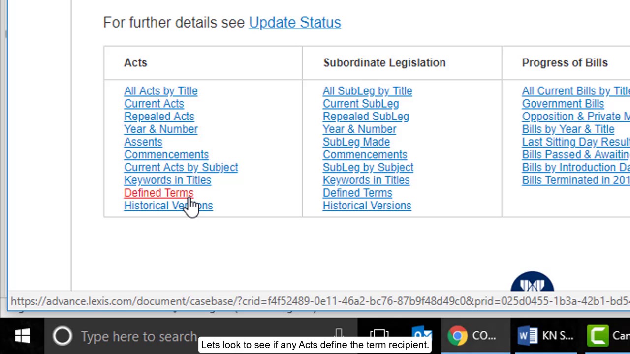 Lexis Advance Tutorial: Browsing for Defined Terms in Legislation