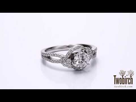 1.18 Ct. Round Bypass Halo Engagement Ring - TwoBirch - TB-ENG-366-WG-GJ