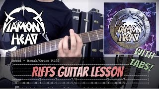 Diamond Head RIFF MEDLEY - GUITAR LESSON with TABS ! (Guitar Track Only)