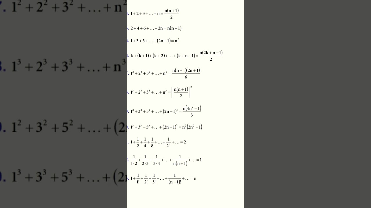 SERIES IMPORTANT FORMULAS #mindmaths #mathseducation