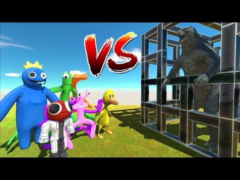 Rainbow Friends Rescue Godzilla 2014 - Animal Revolt Battle Simulator