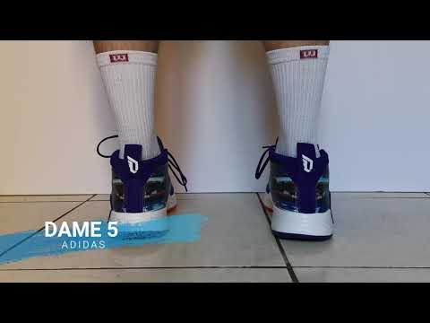 ADIDAS - DAME 5 PURPLE CPURPL/CROYAL/FTWWHT BASKETBALL SNEAKER SEE BEFORE YOU BUY