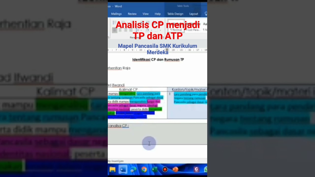 Analisis CP menjadi TP dan ATP Mapel Pancasila SMK Kurmer