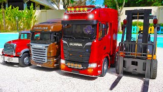 Download lagu Truck Car Toy Assembly with Construction Vehicles - Tamiya Scania 770s mp3