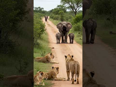 Elephant Sound 🐘 Giant African Elephant Silences Group of Lions With One Loud Trumpet! 😳 #elephant