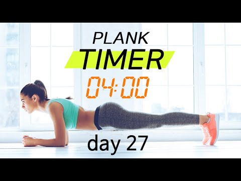 Plank Timer💙 day 27 - 30 days challenge with music ( 4 min )  |  플랭크 27일차